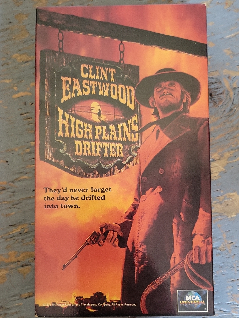 Clint Eastwood High Plains Drifter Vintage VHS Movie Tape- Orange & Black